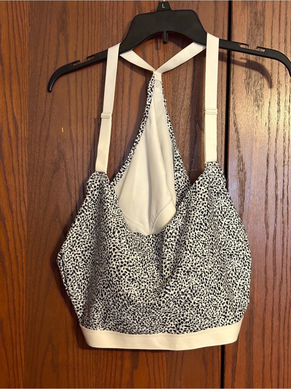 Old Navy White and Black Speckled Racerback Sports Bralette
